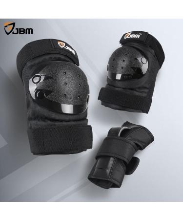 JBM Black Adult/Child 3 in 1 Protective Gear Set for Multi Sports - Knee Pads, Elbow Pads, Wrist Guards | Skateboarding, Roller Skating, Cycling, BMX | Adjustable Fit - Buy Online on GoSupps.com