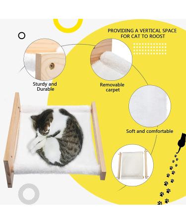 COZIWOW Wall Mounted Cat Hammock Bed - Sturdy Kitty Shelf for Sleeping & Playing | Premium Kitten Furniture - Holds up to 22 lbs | White Flannel - Buy Online on GoSupps.com
