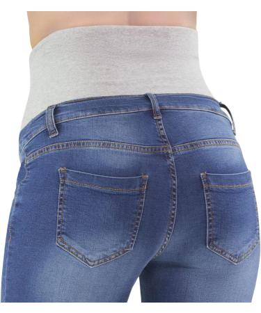 Milano Maternity Jeans - Ultra Stretch Buttery Soft Denim, High Waisted Over The Bump Band, Comfortable Slim Fit | Light Stone | Pregnancy Clothing - Buy Online on GoSupps.com