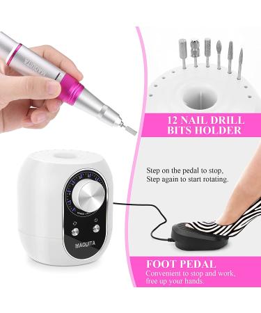 MAQUITA 30000RPM Electric Nail Drill Machine - Professional Manicure Set for Acrylic & Gel Nails - Includes Drill Bits and Sanding Bands - White - Ideal for Home and Salon Use - Buy Online on GoSupps.com
