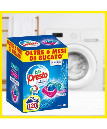 Bio Presto Power Caps Classic Pre-dosed Washing Machine Detergent in Capsules 2 Boxes of 60 Washes (120 washes) - Buy Online on GoSupps.com