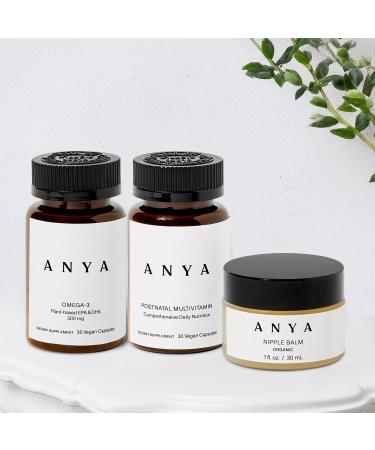 ANYA Multivitamin + Nipple Balm Bundle Postpartum Essentials for Women Postnatal Supplements for Breastfeeding