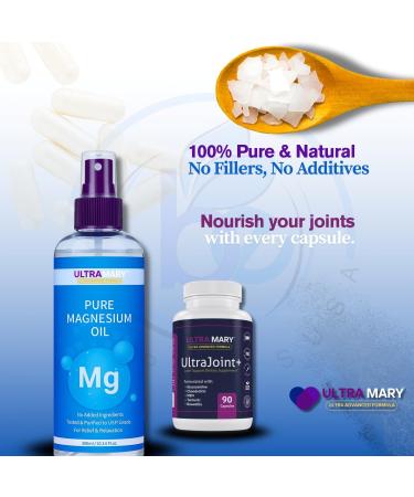 Joint Support UltraMary+(90 Capsules)+Pure Magnesium Oil Spray(300 ml) Combo Glucosamine 1500mg Chondroitin MSM Turmeric & Boswellia Mobility Flexibility & Muscle Relief|Articulaciones & M sculos - Buy Online on GoSupps.com