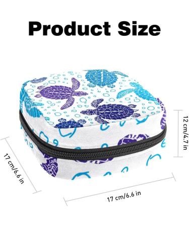 Sea Turtle Pattern Sanitary Napkin Storage Bag - Portable First Period Pads Holder for Girls & Women - Travel Makeup Bag - Multicoloured - Buy Online on GoSupps.com