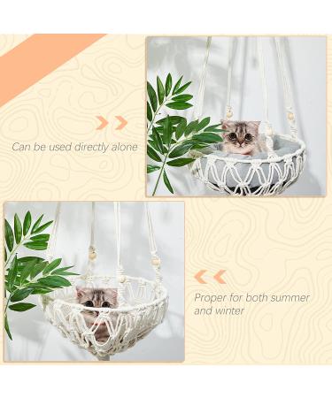 3 Pcs Macrame Cat Hammock Set - Boho Hanging Cat Bed, Scratcher, Swing & Window Perch for Small Dog & Cat - Sleeping, Playing, Climbing - Buy Online on GoSupps.com