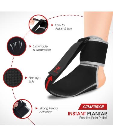 Plantar Fasciitis Night Splint Socks | Adjustable Brace for Foot Drop & Achilles Tendonitis | Pain Relief for Heel Spur - Black (Medium - Buy Online on GoSupps.com