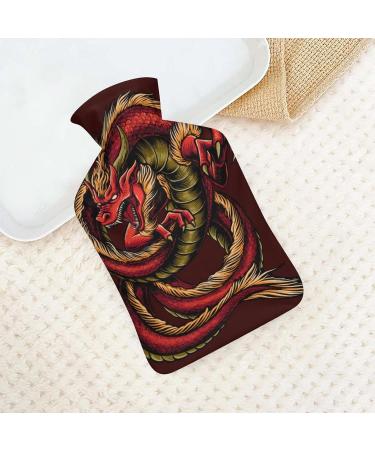 Red Dragon Hot Water Bottle with Plush Cover | Ideal Hand Warmer for Adults & Kids | 26.5x15.3cm - International Shipping Available - Buy Online on GoSupps.com