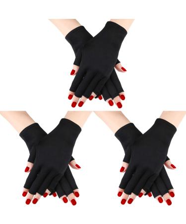3 pair of uv shield gloves gel manicure glove anti uv fingerless gloves protect the hands in front of uv light lamp manicure dryer (color set 1) - Buy Online on GoSupps.com