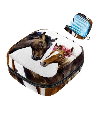 Women's binding-up bags Animal horses Women's binding bag tampon storage bags zip pockets menstrual tied bags multi15