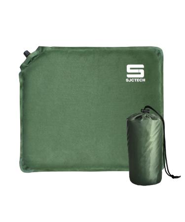 SJC Suede Inflatable Seat Cushion for Camping Portable Stadium Cushion Army Green
