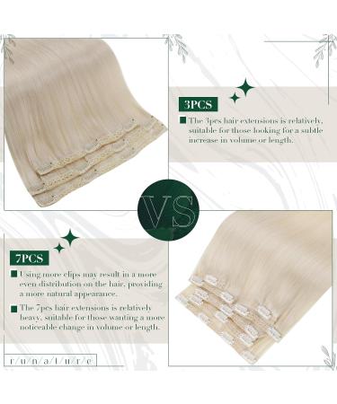 Runature Clip-In Real Hair Extensions | Blonde Straight 40cm | 3pcs 50g #60 | Smooth & Natural Look - Buy Online on GoSupps.com