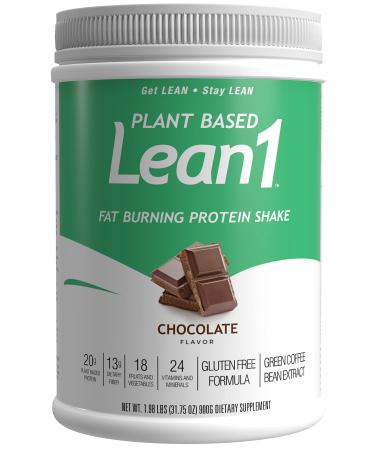 LEAN1 Nutrition 53 Meal Replacement Powder for Weight Loss  Fat Burner  Appetite Control  Plant Based Chocolate (31.7 Ounce) Plant Chocolate 1.71 Pound (Pack of 1)