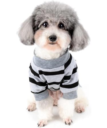 Zweitea Small Dog Summer T-Shirt | Striped Puppy Clothes | Soft Cotton Heart Sweatshirt for Chihuahuas | Gray M - Buy Online on GoSupps.com