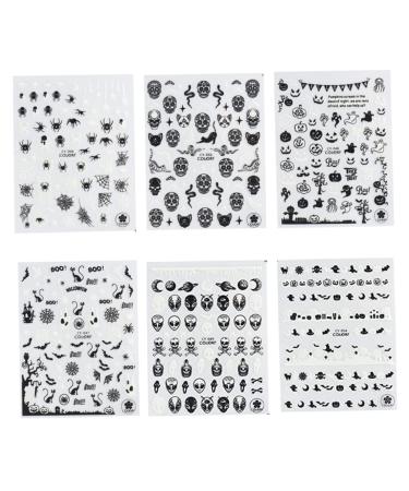 Halloween Nail Art Stickers Glow in The Dark Nail Decals 3D Self-Adhesive Fluorescent Nail Stickers Skull Spider Witch Ghost Pumpkin Bat Snake Nail Design for Women and Girls DIY Acrylic Nail