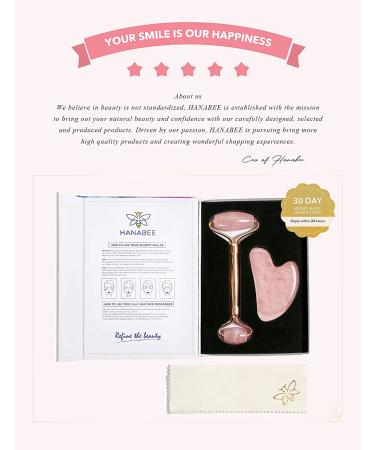 HANABEE Rose Quartz Gua Sha Facial Massage Tools & Roller Set - Beauty Face Massager for Lymphatic Drainage, Wrinkle Reduction, and Face Lift - Pink - Buy Online on GoSupps.com
