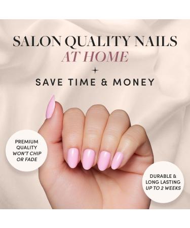 Glamnetic Press On Nails - Think Pink | Reusable Short Oval Light Pastel Pink Nails | 30 Nail Kit with 15 Sizes - Buy Online on GoSupps.com