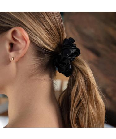 Satin Hair Scrunchies 5 Pack - Frizz Prevention, Breakage Protection, Gentle Style Preservation - Black Sleep Scrunchie Set - Great Mother's Day Gift - Buy Online on GoSupps.com