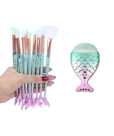 10pcs Mermaid Makeup Brushes Set - Professional Fishtail Cosmetic Brushes for Blush & Beauty - Buy Online on GoSupps.com
