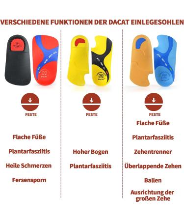 3/4 Plantar Fasciitis Orthopedic Shoe Inserts for Flat Feet & Heel Spur - Red S (EU35-37) | Pain Relief Insoles for Men & Women - Buy Online on GoSupps.com