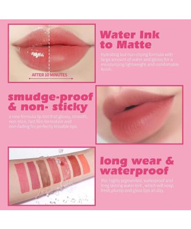 KIMUSE Water Gel Lip Tint Set - 6 Colors | Long Lasting & Hydrating Lip Stains | Lightweight Glossy Lip Makeup - Buy Online on GoSupps.com