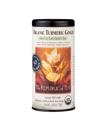 The Republic of Tea  Organic Turmeric Ginger Green Tea Tin 50 Tea Bags Naturally Caffeinated Tin 50 Count (Pack of 1) - Buy Online on GoSupps.com