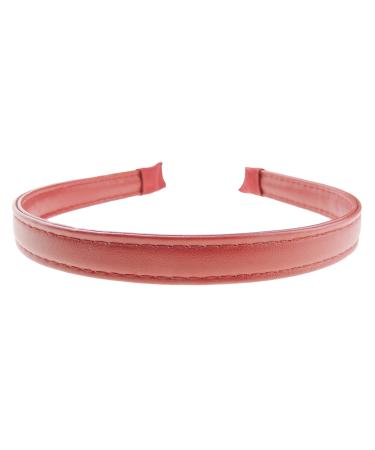 Ladies Leather Look Narrow Stitched Edge Headband Alice Band (Burgundy)