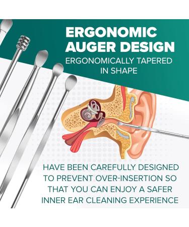 8pc Stainless Steel Ear Wax Remover Kit - Earwax Removal Tool Set with Irrigator Drill & Twister for Gentle Ear Cleaning - Includes Pick & Accessories - Buy Online on GoSupps.com
