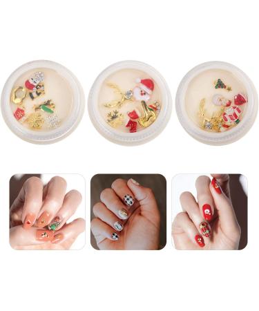 3 Boxes Nail Art Accessories Christmas Nail Decorations Creative Nail Decorations Nail Diamond Rhinestones for Nails Holiday Metal Nail Sticker Nail Gems and Charms Manicure Tools - Buy Online on GoSupps.com