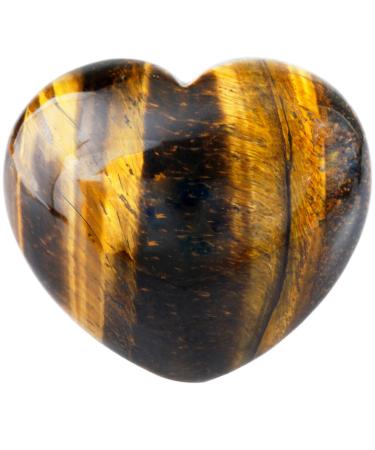 Nupuyai Tiger's Eye Heart Palm Worry Stone for Chakra Reiki Healing Crystal Love Stone for Home Decoration 45mm 03-brown/Tiger's Eye/45x40mm