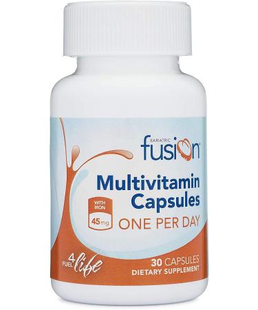 Bariatric Fusion Bariatric Multivitamin with Iron ONE per Day Capsule, 45mg of Iron for Post Bariatric Surgery Patients Including Gastric Bypass and Sleeve Gastrectomy, 30 Count, 1 Month Supply 30 Count (Pack of 1)