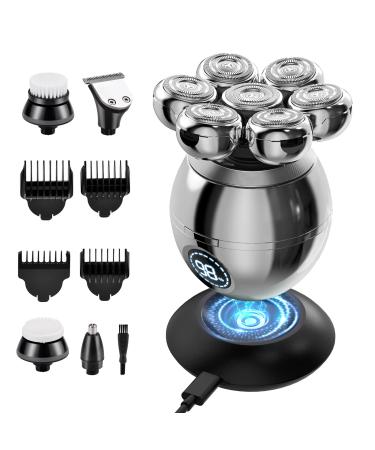 7D Electric Razor for Men TURN RAISE 6 in 1 Waterproof With LCD Display bald head shavers for men Wet Dry Head Shaver for Men USB Rechargeable Electric Shavers for Men Bald Head