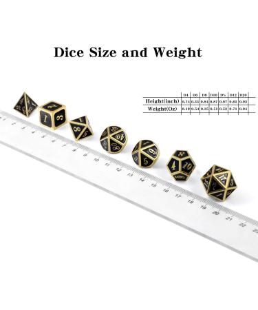 DNDND Metal Dice Set - 7 Die Polyhedral Set in Gift Metal Box - Black & Gold - For DND RPG Games - Buy Online on GoSupps.com