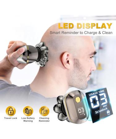 Elestyle 5-in-1 Bald Shaver for Men - Waterproof Electric Head Razor with 8 Rotating Heads Beard & Nose Hair Trimmer Kit - Buy Online on GoSupps.com