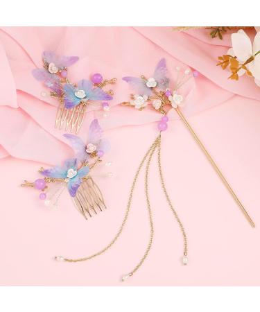 Lurrose 3-Piece Chinese Hairstick Set | Pearl Hairpins & Floral Hair Combs | Japanese Wedding Accessories - Buy Online on GoSupps.com