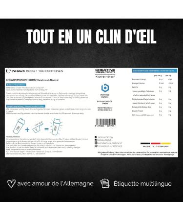 Creatine Monohydrate Powder 2 x 500 g 100% Pure Creapure Highly Dosed Vegan & Neutral Flavor BIOS Nutrition (Made in Germany) - Buy Online on GoSupps.com