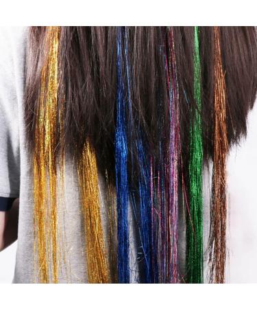 Hair Tinsel Kit 37inch Glitter Hair Tinsel Extensions 13 Colors PET Safe Bright Color Holographic Sparkle Shiny Straight Hair Extensions for Women Girls - Buy Online on GoSupps.com