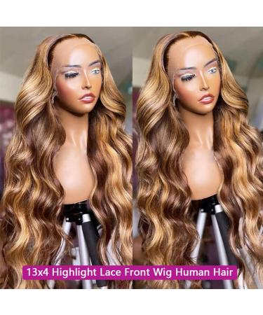 20 Inch Ombre Honey Blonde Lace Front Wig | Pre Plucked 13x4 HD Transparent | Colored Body Wave Human Hair with Baby Hair | 150% Density for Women - Buy Online on GoSupps.com