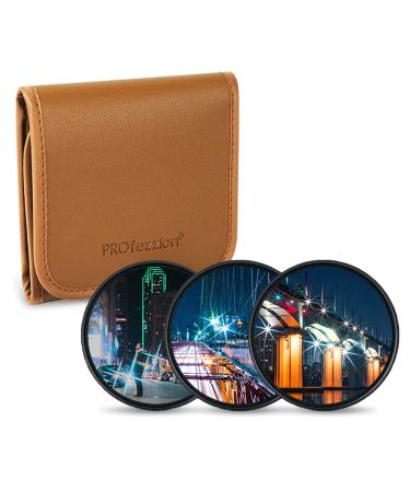 PROfezzion 67mm Star Filter Kit 3 Pieces (4 Points, 6 Points, 8 Points) Adjustable Starburst Filter for Canon EF-S/RF/Sony FE Kit Lens, Cross Star Effect Filter Set for Camera Lens