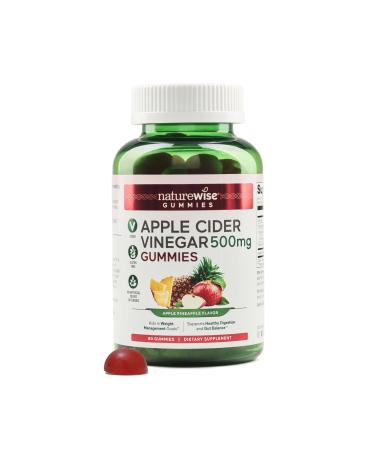 NatureWise Apple Cider Vinegar Gummies - 500mg ACV Gummies with Vitamin B12 - Apple-Pineapple Flavor - Support for Energy & Gut Health - Vegan Gluten-Free Non-GMO - 60 Gummies 2-Month Supply 60 Count (Pack of 1)