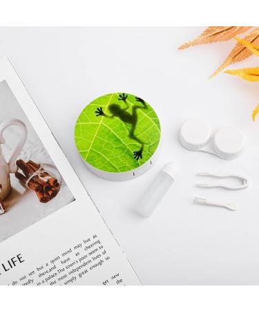 Frog Shadow On Leaf Round Case For Contact Lens Kit Storage Box with Mirror Printed - Buy Online on GoSupps.com