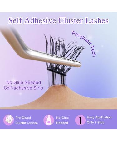 Self Adhesive Eyelashes - Pre-Glued D Curl 10-14mm Volume Lashes | Individual Lash Extension Kit with Tweezers - Shop Now - Buy Online on GoSupps.com