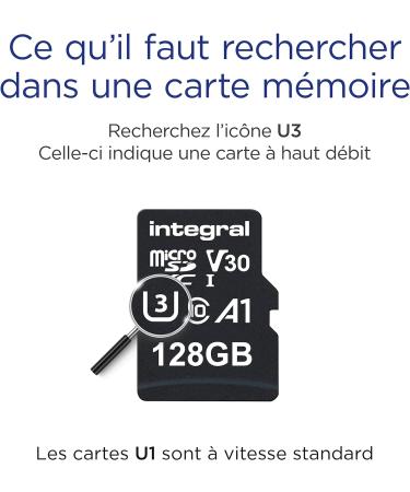 Integral 128GB Micro SD Card - 4K Video Premium High Speed Memory Card | Up to 100MB/s Read Speed, 50MB/s Write Speed | V30, C10, U3, UHS-I A1 - 128GB - Buy Online on GoSupps.com