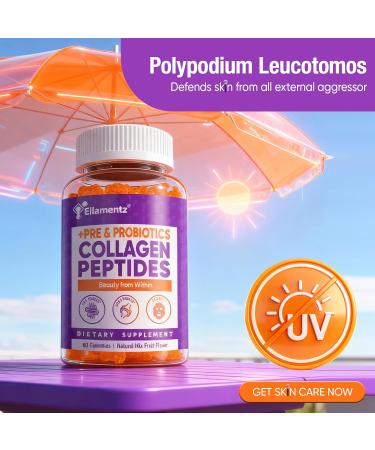 ELLAMENTZ Collagen Gummies for Women Sugar-Free - Hydrolyzed Collagen Peptides with Prebiotics & Probiotics Niacinamide Hyaluronic Acid Vitamin C Supplement for Hair Nails Gut Health 120 Count - Buy Online on GoSupps.com