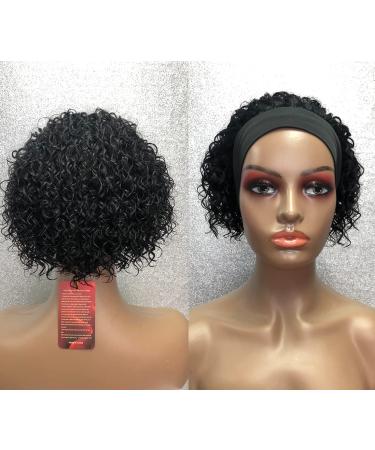 SWEETGIRL Short Curly Headband Wig for Black Women - Human Hair Pixie Cut 150% Density Natural Black 6 Inch - Glueless Water Wave Half Wig - Buy Online on GoSupps.com