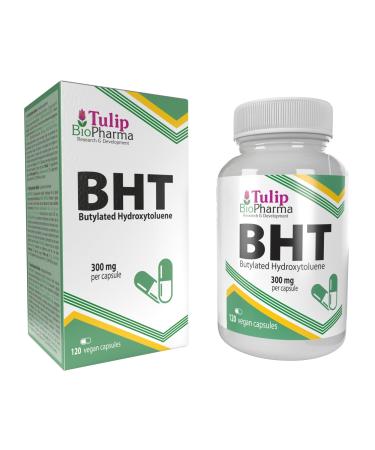 BHT (Butylated Hydroxytoluene) 300mg 120 Vegan, Anti-Aging & Antioxidant Capsules, Immune System Booster, Third Party Tested in Laboratory, High Strength Supplement