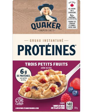 QUAKER High Protein Triple Berry Instant Oatmeal (6 Packets x 38 g) 228 g High Protein Triple Berry 228 g (Pack of 1) - Buy Online on GoSupps.com