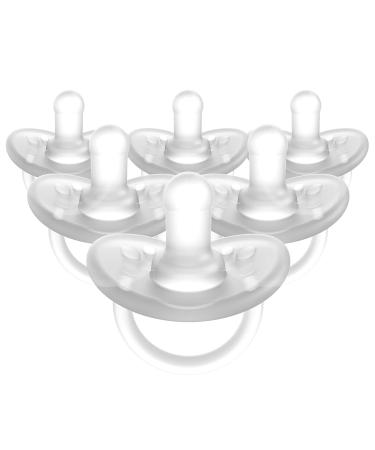 Evenflo Feeding Balance Plus Stage 1 Cylindrical Baby  Newborn and Infant Pacifier - Developed with Pediatric Feeding Specialists - 0 to 6 Months (Pack of 6) 6 Count (Pack of 1) Clear