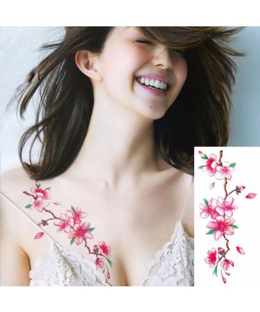Large Temporary Flower Tattoos for Women - Lily, Peach, Plum, Peony Designs | 6 Sheets - Buy Online on GoSupps.com