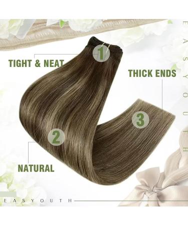 Easyouth 20 Inch Brown Highlight Sew in Weft Hair Extensions - 100g Human Hair, Natural Thick, 3-Weft #4P27 - Buy Online on GoSupps.com