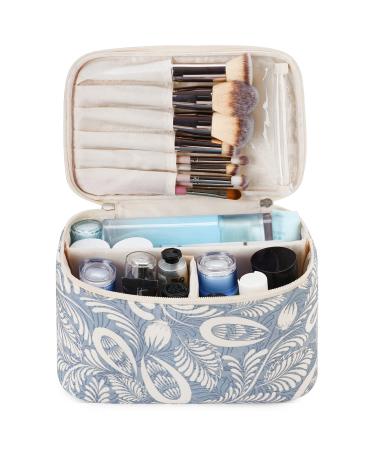 Blue Leaf Travel Makeup Bag for Women - Medium Size Cosmetic Organizer Case - Buy Online on GoSupps.com